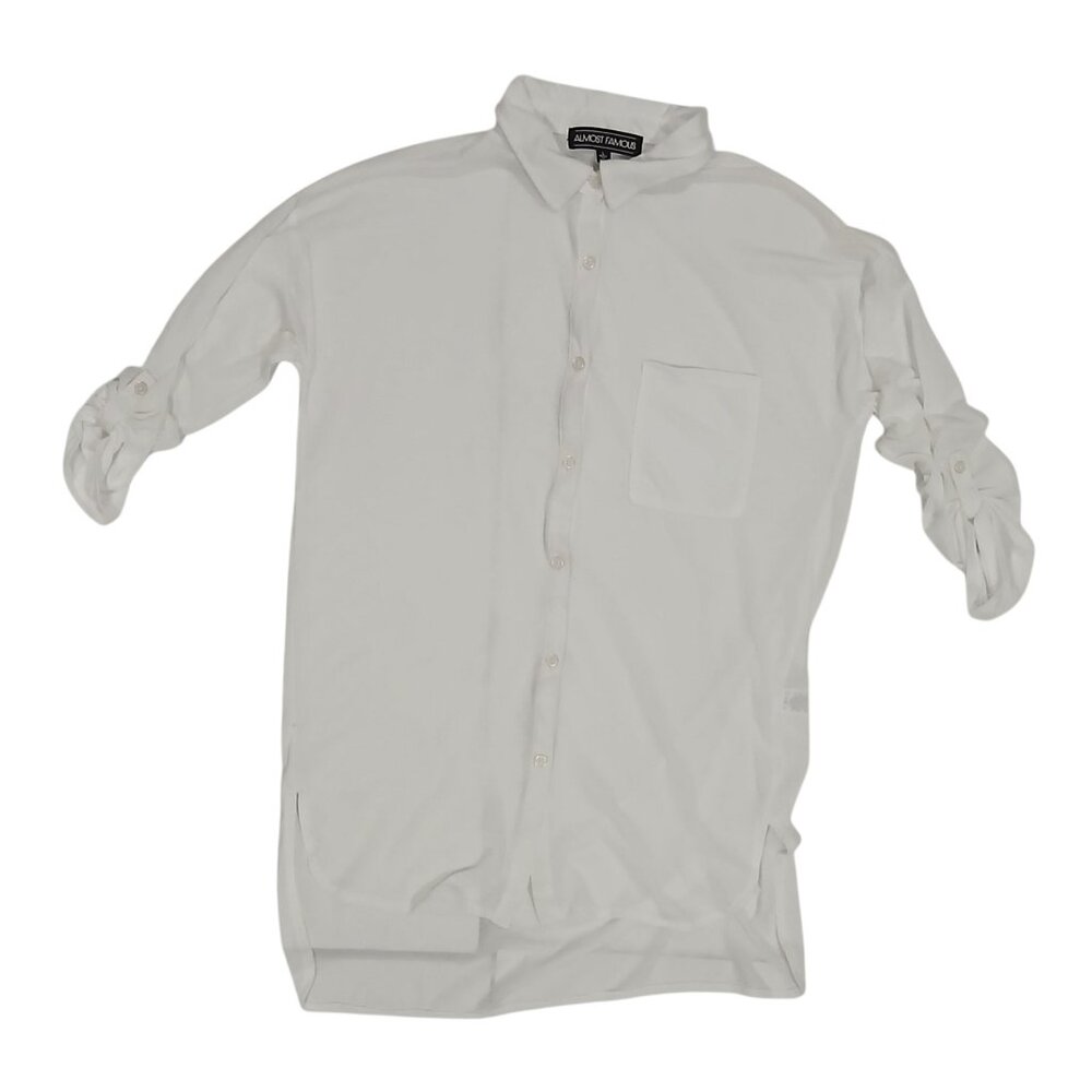 Almost Famous women's blouse white top shirt size L.
